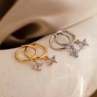 Diamant-Blumen-Tropfenohrringe Roségold 925 Silber Vergoldet Zirkon Zierliche Hängende Ohrringe Brautgeschenk Party Damen Mutter