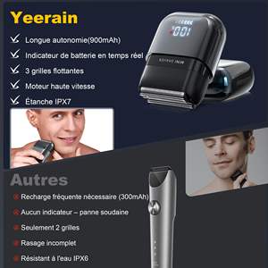 Mini rasoir électrique portable pour hommes, étanche IPX7, rasoir rotatif USB, rasoir de remplacement pour le visage - Product Image 2