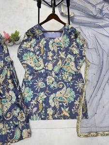 Latest Indian Wedding Party Wear Chinon Digital Print With Sequence Embroidered Work Top and Sharara With Lace Work Dupatta - Product Image 5