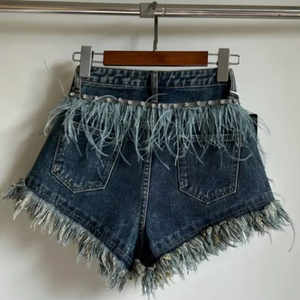 Pantalones cortos de mezclilla de alta calidad personalizados, nuevos pantalones cortos desgastados al por mayor para mujer, pantalones cortos vaqueros con estilo informal para mujer - Product Image 1