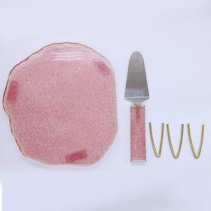 Soporte de pastel de base de resina más vendido con servidor de acero inoxidable, regalo elegante multicolor para fiestas de cumpleaños, bodas y eventos - Product Image 6