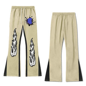Pantalones de chándal con logotipo personalizado, pantalones con estampado DTG sólido, pantalones de chándal acampanados con cintura elástica para correr, pantalones apilados de Hip Hop para mujer de oficina - Product Image 4