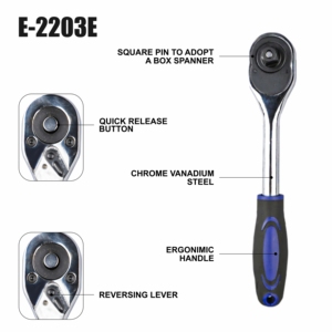 Eastman Juego de Llaves de Trinquete de Grado Industrial con Enchufe de Acabado Cromado de Liberación Rápida 1/4 ", <span class=keywords><strong>3</strong></span>/<span class=keywords><strong>8</strong></span>", 1/2" - Product Image 3