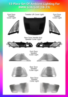 ICarsin Éclairage d'ambiance intérieur de voiture LED RGB amélioré pour BMW Série 5 G30 G38, accessoires de décoration pour garniture de haut-parleur