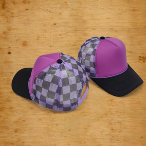 Venta al por mayor a granel en blanco logotipo personalizado de moda 5 paneles gorra de béisbol lisa de dos tonos de color papá sombrero Vintage gorra de camionero - Product Image 2