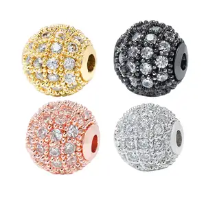 Espaçador Para Logotipo Bead Conector Pulseiras Cz Pave Pulseira Encantos Fé Bulk 8Mm Beads Para Jóias Fazendo Componentes Diy Descobertas