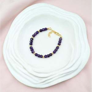 18K Gold Filled Amethyst <b>Bracelet</b> 925 Sterling Silver Jewelry with <b>Ball</b> Shape for Gift - Product Image 2