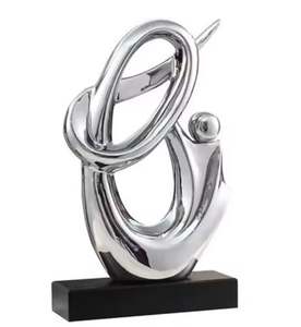 Objet décoratif en aluminium et métal fini argent de grande qualité avec base pour la décoration intérieure du bureau de l'hôtel - Product Image 3