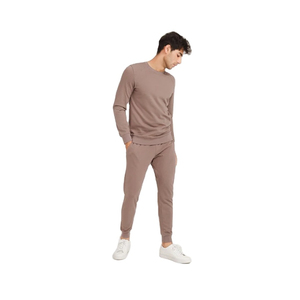 Ensemble de survêtements deux pièces personnalisés pour hommes en molleton 100 % coton imprimé avec strass, pull uni à col rond - Product Image 1