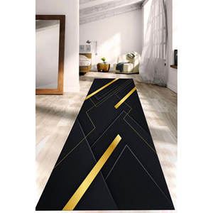 Black And Gold Printed <b>Rug</b>, Office Decor, Corridor, Gift, Modern, Living Room,<b>Chenille</b> <b>Rug</b> - Product Image 4