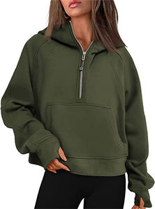 Nouveau Style femmes col roulé fermeture éclair court Hodes pour femme à la mode demi fermeture éclair meilleur prix col roulé sweat Streetwear - Product Image 5