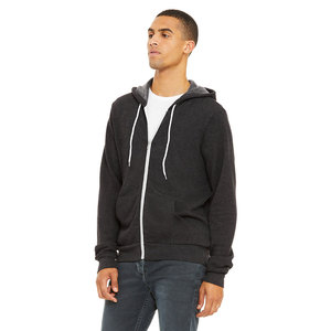 BELLA + CANVAS Unisex Organic French Terry Full Zip Hooded Sweatshirt Embroidered Winter Thermal Hoodie Dark Grey 3739 Unisex - Product Image 5