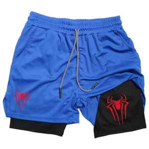 Pantalones cortos de compresión elásticos deportivos para hombre, nueva colección de verano, transpirables, dos en uno, de doble capa, de lona informal de secado rápido - Product Image 1