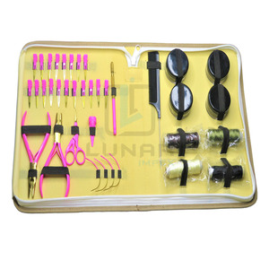 Kit d'outils pour extensions de cheveux de grande taille 2023, rose chaud et or, pour coiffeur, extensioniste, acier inoxydable de qualité chirurgicale - Product Image 2