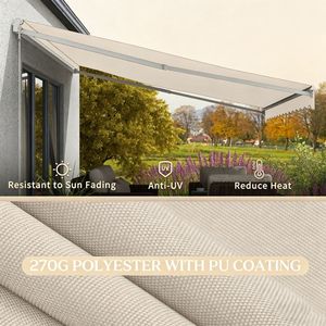 Auvent rétractable en alliage d'aluminium pour terrasse, auvent latéral extensible de 6 m avec revêtement en PVC pour la protection contre la pluie, usage résidentiel, neuf - Product Image 2