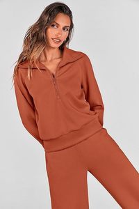Chándal Atlético transpirable para mujer, chándal de entrenamiento con cremallera completa de invierno con chaquetas y pantalones activos con capucha, estilo de conjunto - Product Image 6