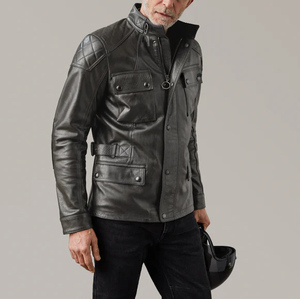 แจ็กเก็ตหนังวัวแฟชั่นสำหรับผู้ชายปกตั้งทำจากประเทศปากีสถานพร้อมผ้ายีนส์ราคาดีที่สุด - Product Image 5