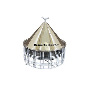 Marmite isolée en métal Casserole design finie or Forme ronde Vaisselle de mariage et d'événement Réchauffeur d'aliments en métal - Product Image 5