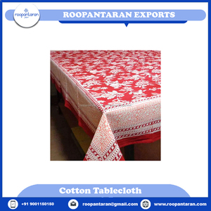 <span class=keywords><strong>Tovaglia</strong></span> in <span class=keywords><strong>Cotone</strong></span> 100% Stampata a Mano con Motivi Floreali Rossi, Qualità Professionale, Prodotta in India, 150x220cm - Product Image 2