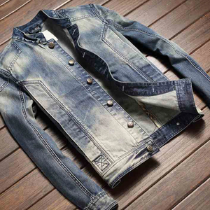 Veste en jean décontractée pour hommes en gros d'usine personnalisée Big Tall Trucker Style 100% Polyester Shell à capuche imperméable High Street - Product Image 3