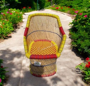 Artesanía Ecológica Barra de madera de caña Silla de bambú para sentarse/Muddha Juego de 1 Silla Sarkanda Silla de patio para jardín Sala de estar - Product Image 3