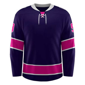 Personnalisé votre propre conception 2024 vente en gros conception personnalisée sublimation rayure broderie équipe jeunesse hockey sur glace maillot OEM ODM - Product Image 5