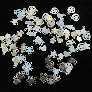 Dijes de Plata de Ley 925 corazón mal de ojo Hamsa mano mariposa sonriente con anillos de salto hallazgos de joyería al por mayor suministros de fabricación