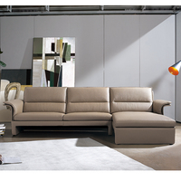 Canapé d'angle moderne de haute qualité en cuir véritable, design modulaire, accoudoirs larges, dossier haut, appartement, villa, hôtel
