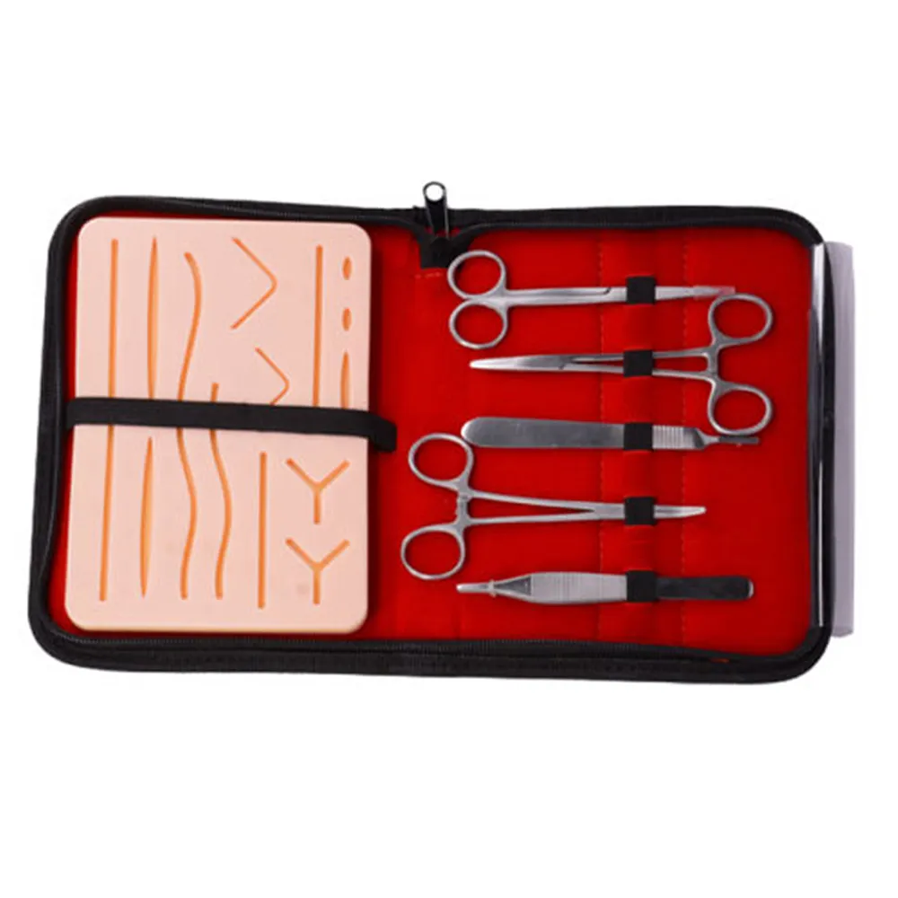 Premium Quality 5 Pieces Surgery Kits With Scalpel Handle Knife Scissor Tweezer Needle Forceps Tools Sets With Suture Pad