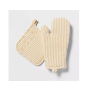 Manoplas de horno doble de algodón 100%, Material Premium de alta calidad, manopla de soporte de olla, relleno de polietileno de venta rápida, reutilizable sostenible - Product Image 1