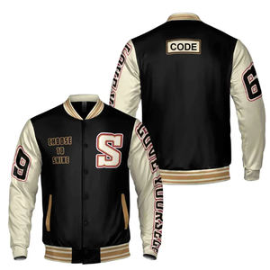 แจ็กเก็ตเบสบอลบอมเบอร์ทรงสลิมฟิตลำลองสำหรับผู้ชายดีไซน์ตัวอักษรตัวแทนมหาวิทยาลัยพร้อมตัวเสื้อขนสัตว์และแขนเสื้อหนัง - Product Image 1