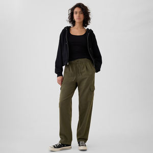 Pantalones Cargo de pierna ancha para mujer, tela de sarga suave, perfecto para transiciones de oficina a exteriores con bolsillo funcional, diseño ODM Cargo - Product Image 6