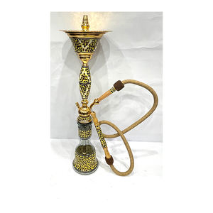 Chichas de luxe en acier inoxydable plaqué or avec nacre égyptienne et diamants bruns et jaunes - Product Image 1