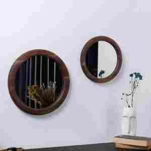 Costume de miroir fait main le plus vendu artisanat de cadre en bois rond rond en Inde de haute qualité - Product Image 3