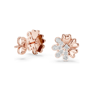 0.35 CT Lab Diamond Floral <b>Stud</b> Earrings VVS-VS EF Clarity 18KT, 14KT, 10KT Gold & 925 <b>Silver</b> Rose, Yellow, White Gold & - Product Image 5