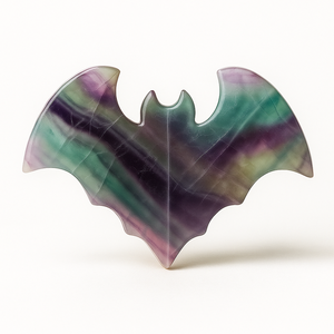 Figurine de chauves-souris Fluorite 3D fabriquées à la main en pierre de cristal naturel pour la guérison cadeau Reiki et décoration intérieure - Product Image 1