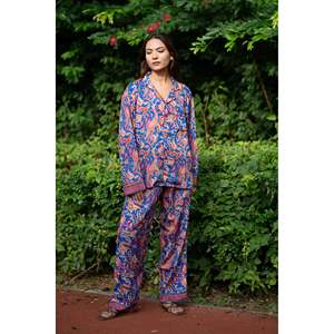 <b>Silk</b> Blend Women's Pyjama Set Silky Soft Cozy Breathable Nightwear Unique Paisley Pattern Pockets ODM Woven for Bridesmaids - Product Image 3