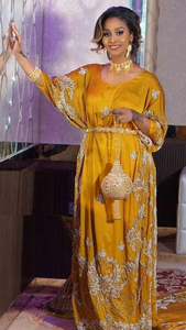 Tela de vestido de mujer de alta calidad de la India con impresionantes cuentas de cristal y conjunto de moda de Dirac somalí con cuentas - Product Image 3