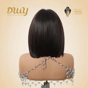 Peluca Bob de Cabello Sintético de Lujo DWY con Flequillo con Reflejos y Encaje Transparente - Product Image 2