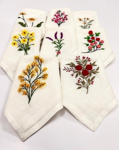 Servilleta de té Hemstitch, servilletas bordadas a mano con monograma de lino y algodón de estilo japonés para restaurantes de bodas - Product Image 4