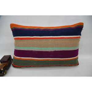 Coussin en laine motif vintage multicolore 16x24 pouces Coussin décoratif tissé Kantha Patchwork Technique - Product Image 1