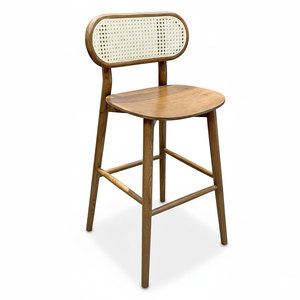 Contemporary Wooden Frame Bar <b>Stool</b> <b>with</b> Mesh <b>Back</b> GBSK013 for Farmhouse Kitchen Dining Room Home Bar Made From PU Material - Product Image 1