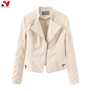 2025 femmes peau de mouton en cuir mince fermeture éclair veste populaire en gros avec broderie décoration bas prix - Product Image 6