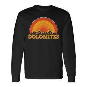 T-shirt a maniche lunghe in stile retrò per escursionisti delle Dolomiti, abbigliamento promozionale in stile retrò - Product Image 1