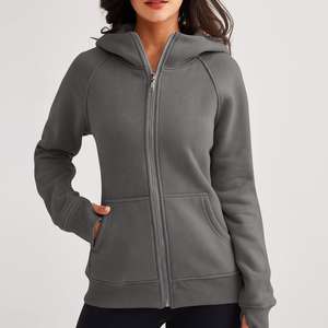 Sweat à capuche personnalisé pour femme, fermeture éclair sur le devant, 100% coton polaire, respirant, anti-boulochage, séchage rapide, service OEM personnalisé - Product Image 4