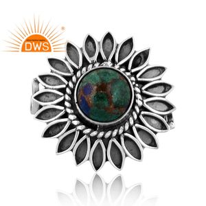 แหวนอัญมณีมรกตสีเงินสเตอร์ลิงออกซิไดซ์ล่าสุดเครื่องประดับดีไซน์ตามสั่งสำหรับเป็นของขวัญสำหรับผู้หญิง - Product Image 3