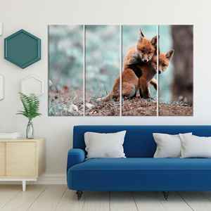 Toile imprimée : Art de la renarde mignonne pour les amoureux des renards |   Décoration murale unique, 4P : Galerie encadrée - Product Image 1