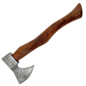 Hache décorative en acier de Damas d'inspiration viking, tête en acier à motif artisanal avec manche en bois poli pour collection et exposition - Product Image 4