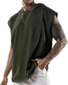 Pur coton hommes t-shirt solide légèrement goutte épaule côtelé poignets ourlet ample respirant décontracté haut de sport - Product Image 4