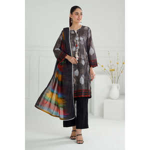 Ensemble de costume en tissu imprimé laqué noir pour femmes, 3 pièces - Product Image 2